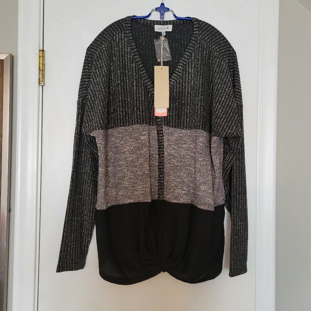 Sparkly Oversized Button-front Henley - NWT